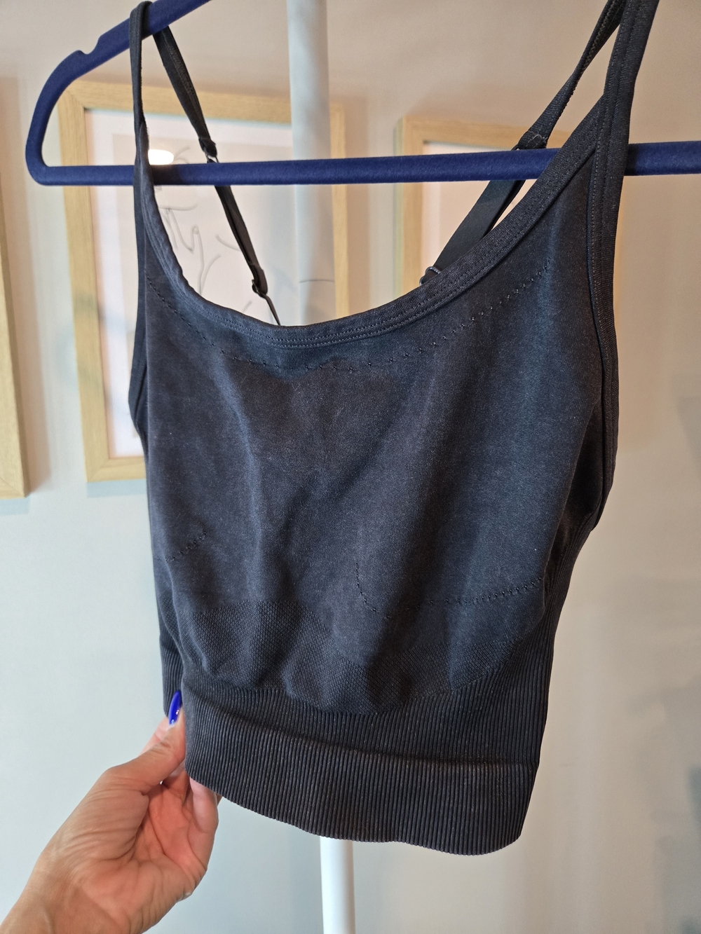 Gymshark Black Seamless Crop Bralette with Adjustable Straps Xs/s